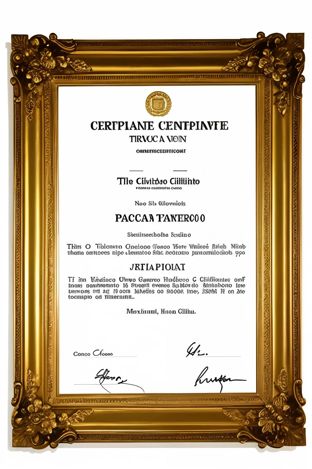 **Image Creation Request: Vintage Stock Certificate**
**Details to Include in the Image:**
1. **Main Title:**
- **text:** "GilBertitosz S.A."
- **Position:** Focused on top of certificate.
2. **Capital Details:**
- **text:** "CAPITAL SOCIAL: 100,000 Mexican pesos"
- **Position:** Centered just below the main title.
3. **Action Number:**
- **text:** "PREFERRED SHARE NO.. 00986 OF 100,000 pesos, TO THE CARRIER"
- **Position:** Centered below the capital detail.
4. **text Adicional:**
- **text Completo:**
"In the year of 2024, the company GilBertitosz S.A., con sede en mexico, issues this preferred share certificate, representing a part of the company's share capital, when nominal value is 100,000 Mexican pesos. This action, numbered as 00986, confers on the bearer certain rights and privileges, including preferential dividends and priority in the distribution of assets in the event of liquidation of the company."
- **Position:** Centered and divided into short lines for better readability, just below the action number.
5. **Date and Place:**
- **text:** "mexico, June 26, 2024"
- **Position:** Centered towards the bottom of the certificate.
6. **Use:**
- **text:** "Action creation date"
- **Position:** Focused near place and date.
7. **Companies:**
- **text:** Spaces for signatures with labels "president" and "secretary"
- **Position:** At the bottom of the certificate, leaving space for signatures.
- **Example companies:** Draw texts "Firma president" and "Firma secretary" centered on the corresponding space for each signature.
8. **Color scheme:**
- Use a beige and gold color scheme for the entire certificate.
9. **should and typography:**
- **should:** Ornate and elegant.
- **typography:** Classic and well readable.
10. **Decorative Elements:**
- Include elements