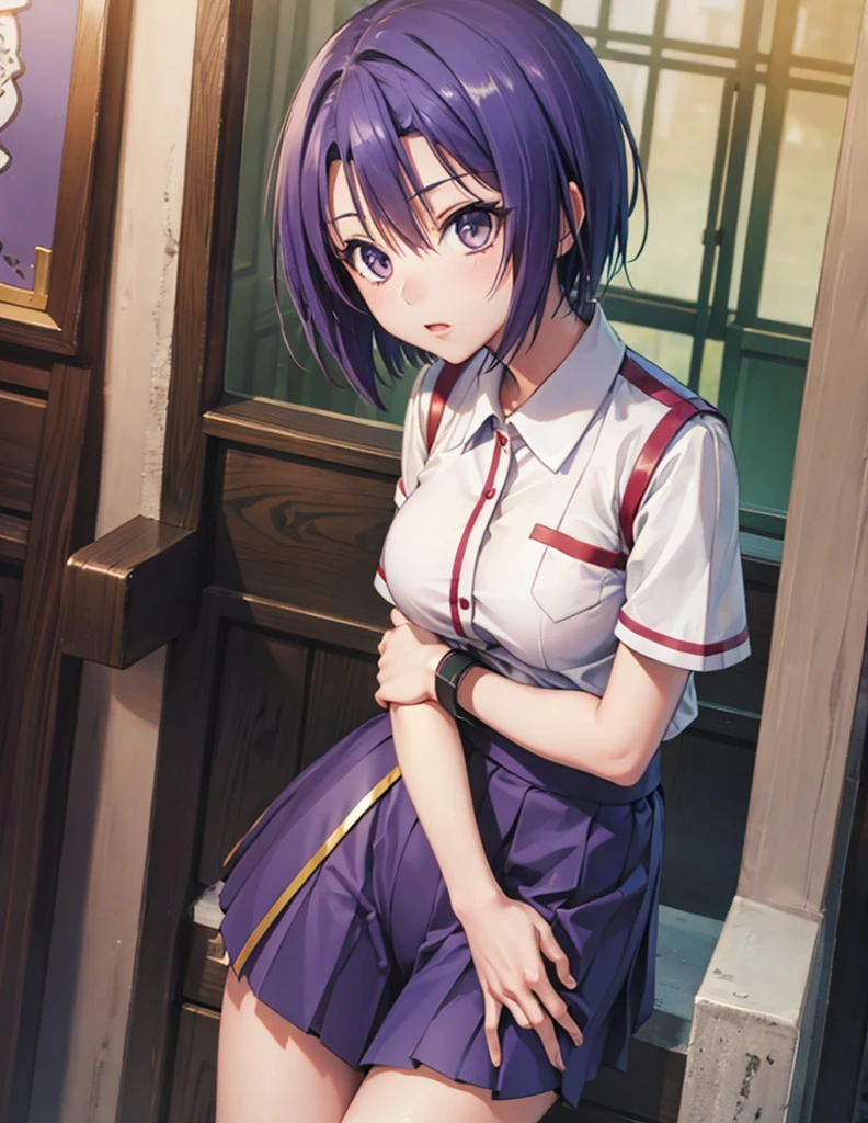 Sairenji Haruna,Haruna Sairenji,standing,uniform,shirt,skirt,short hair