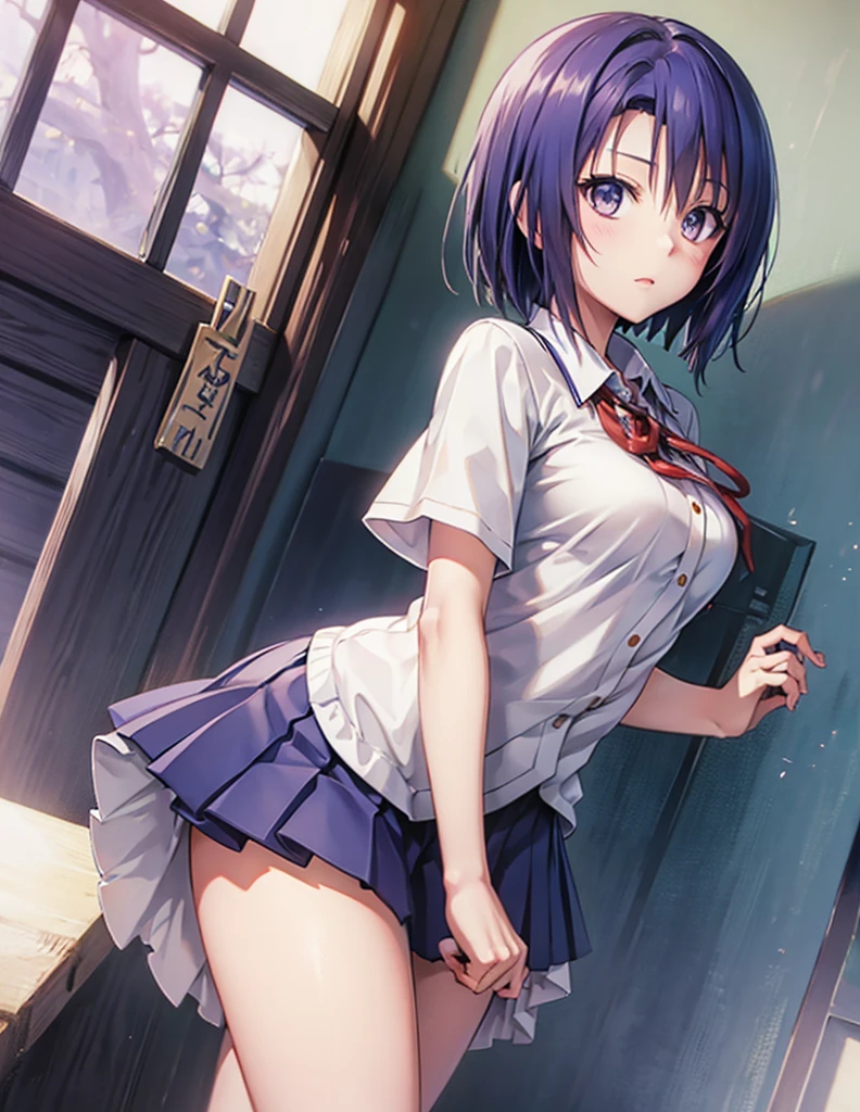 Sairenji Haruna,Haruna Sairenji,standing,uniform,shirt,skirt,short hair