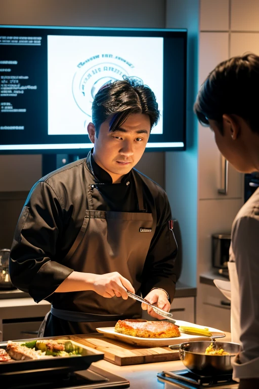 chef, Cooking while watching the monitor