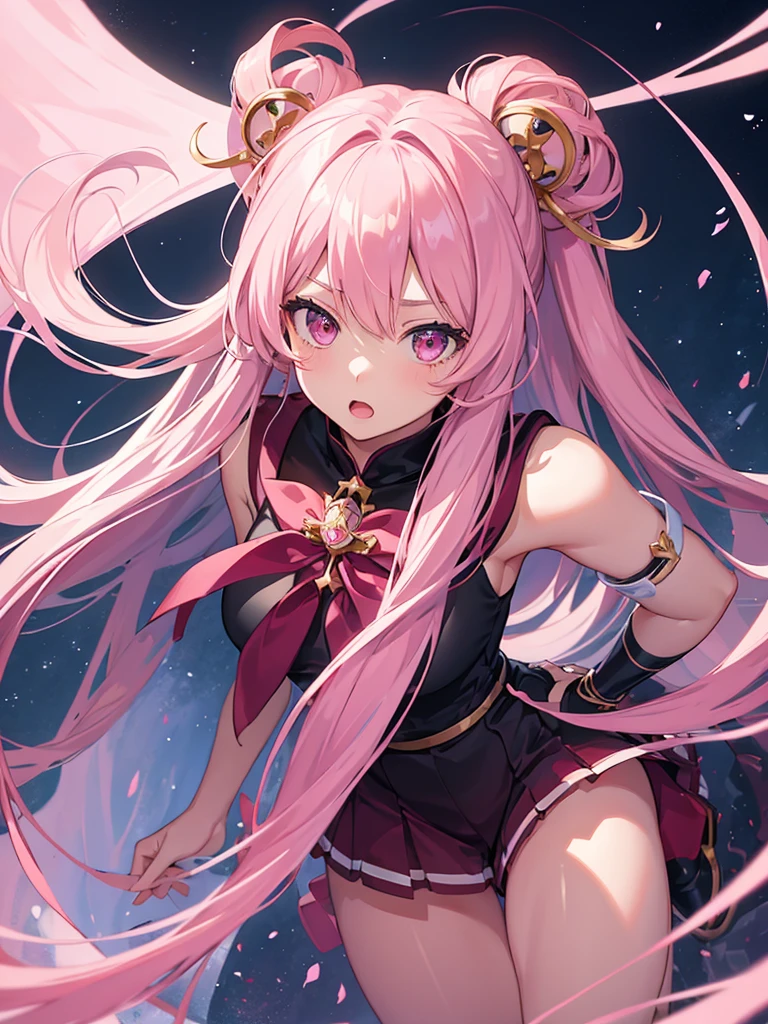 1girl, anime teen girl, pink eyes color, long hair fantasy princess hairstyles, studio anime art style, sailor fuku outfit, hair color:#fdfafa, fun expression smiles, fun smile, fantasy castle king hall, snow white walls, detailed face, detailed hands, detailed eyes, detailed lips, extremely detailed high quality, masterpiece, (best quality,4k,8k,highres,masterpiece:1.2), cinematic lighting,