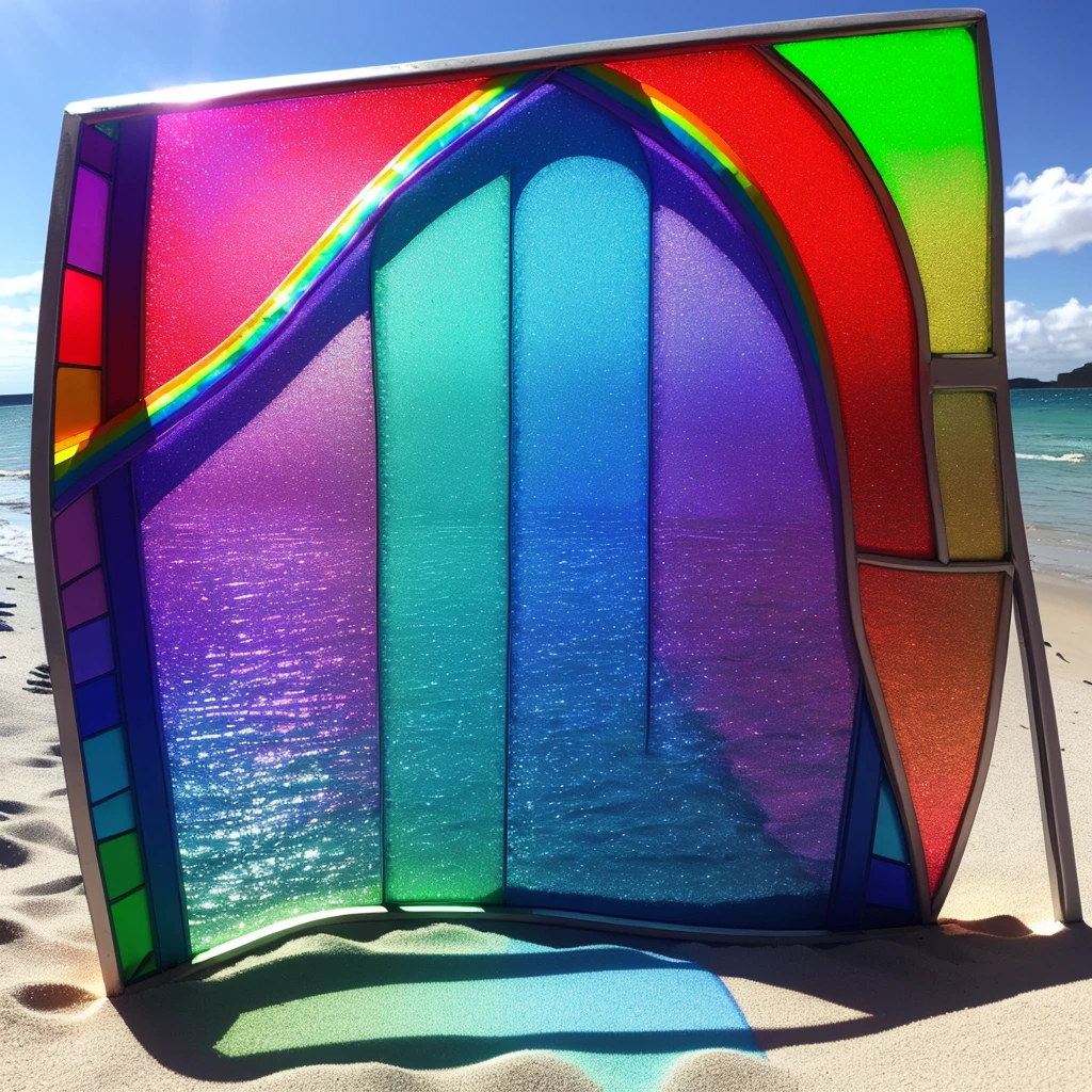 Rainbow modern stain glass sea glass rainbow pastel beach gay queer pride male flags