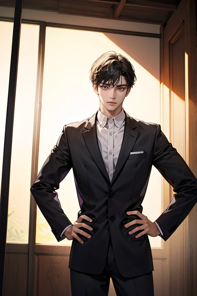 Make him in straight standing position