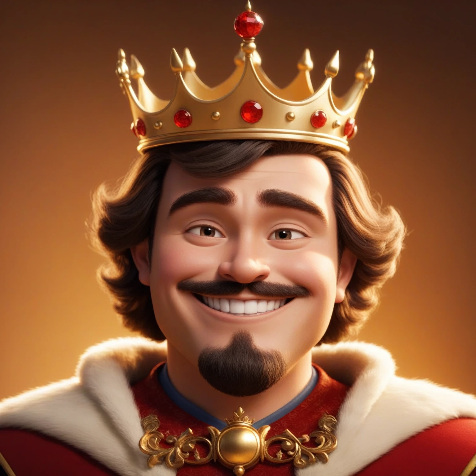 The character is a king, вдохновленный Disney Pixar, He wears a crown, smiling, ,