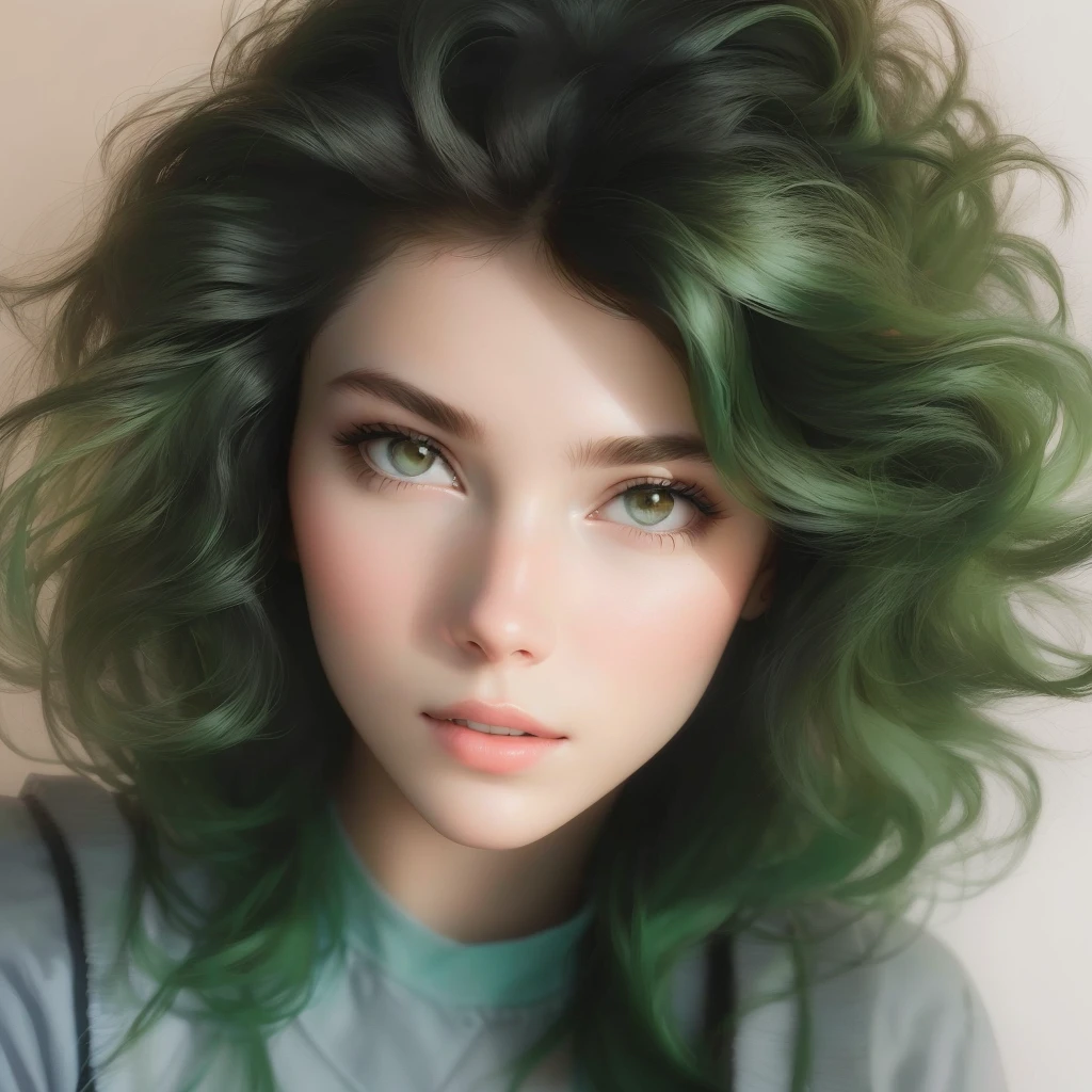increase image quality, make it clearer, make the girl's eyes greener and make her look more detailed overall. Do this without losing the originality of the image