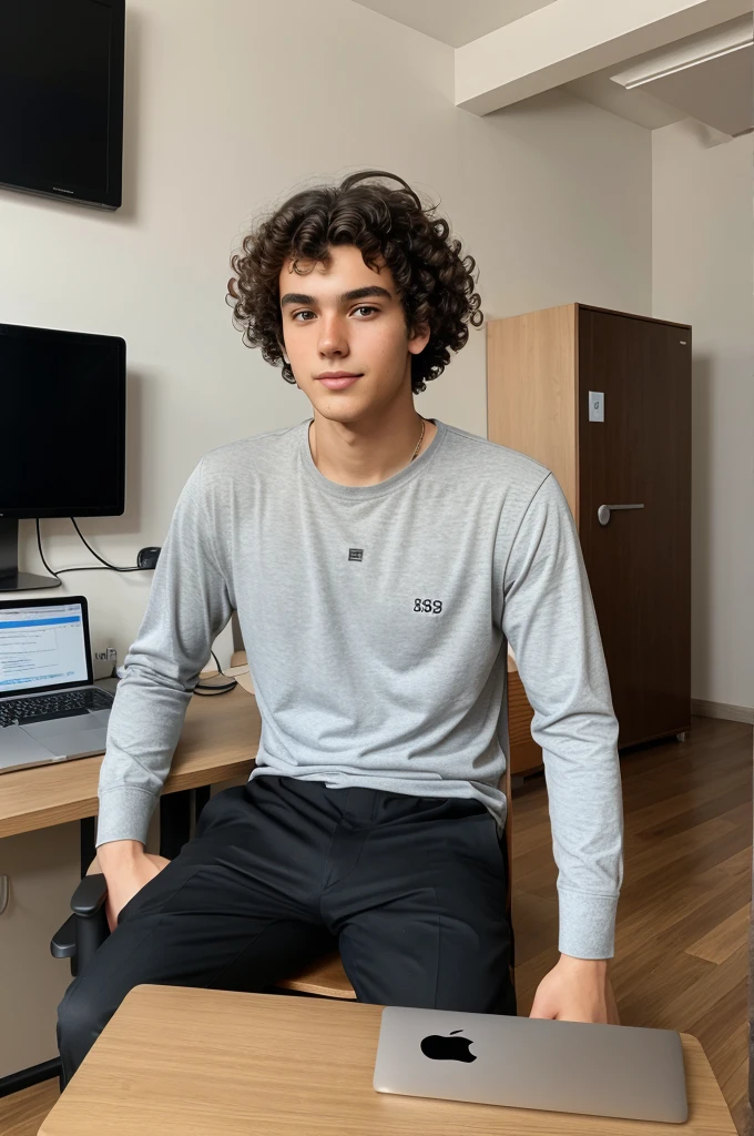 186 cm Height,80 kg weight,23 year boy, curly hair,coding in macbook in setup