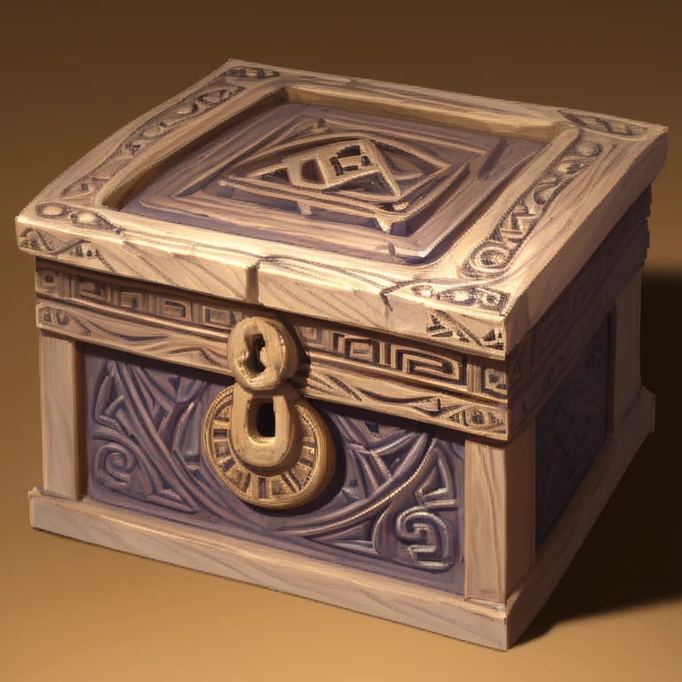 ornate, stone-carved box that exudes an aura of ancient wisdom and knowledge. The box is intricately designed with engravings of geological patterns, runes, and symbols representing both strength and intellect.