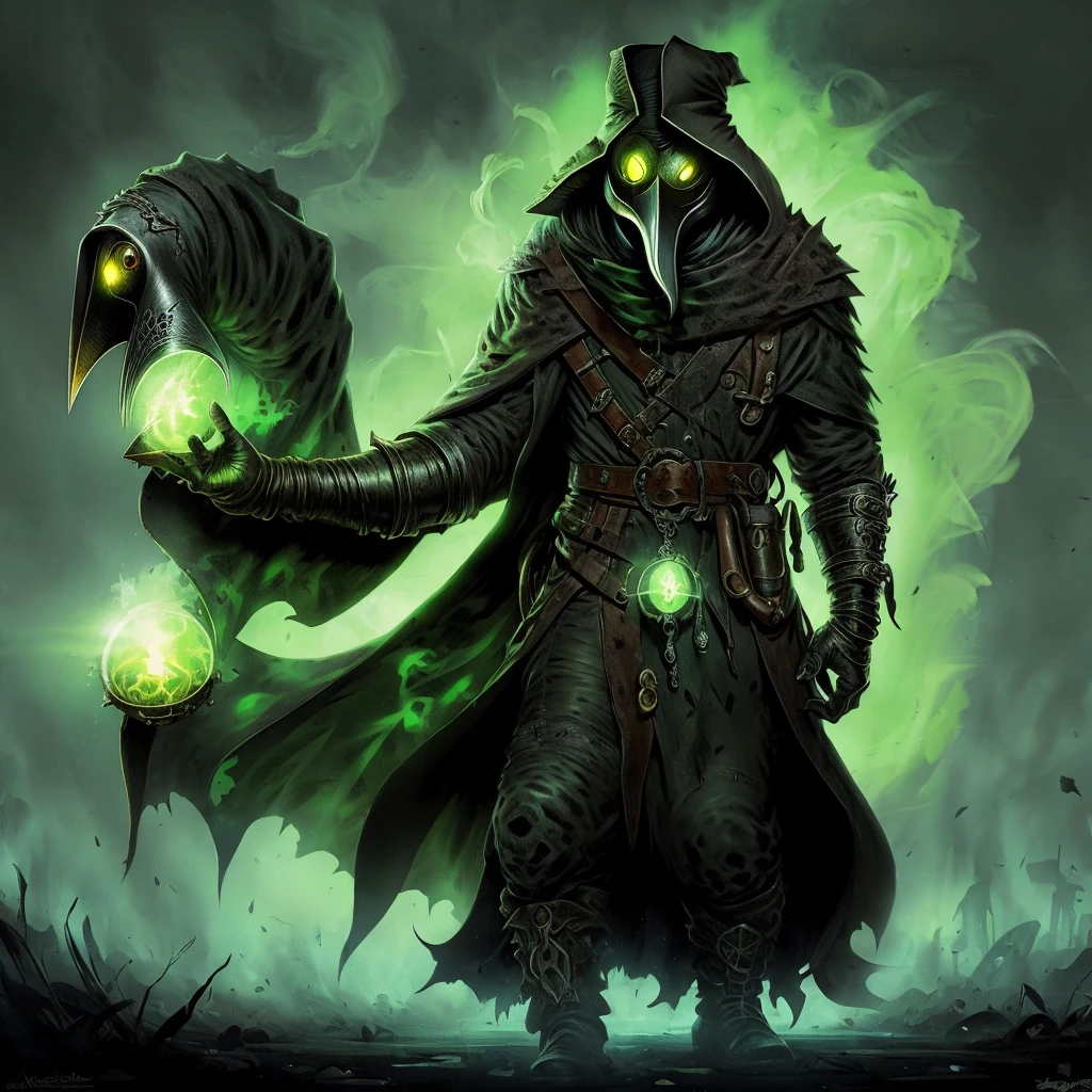 plague doctor, glowing eyes , 
Abstraction,
 Greg Simkins art
темный фон, 
high detail,