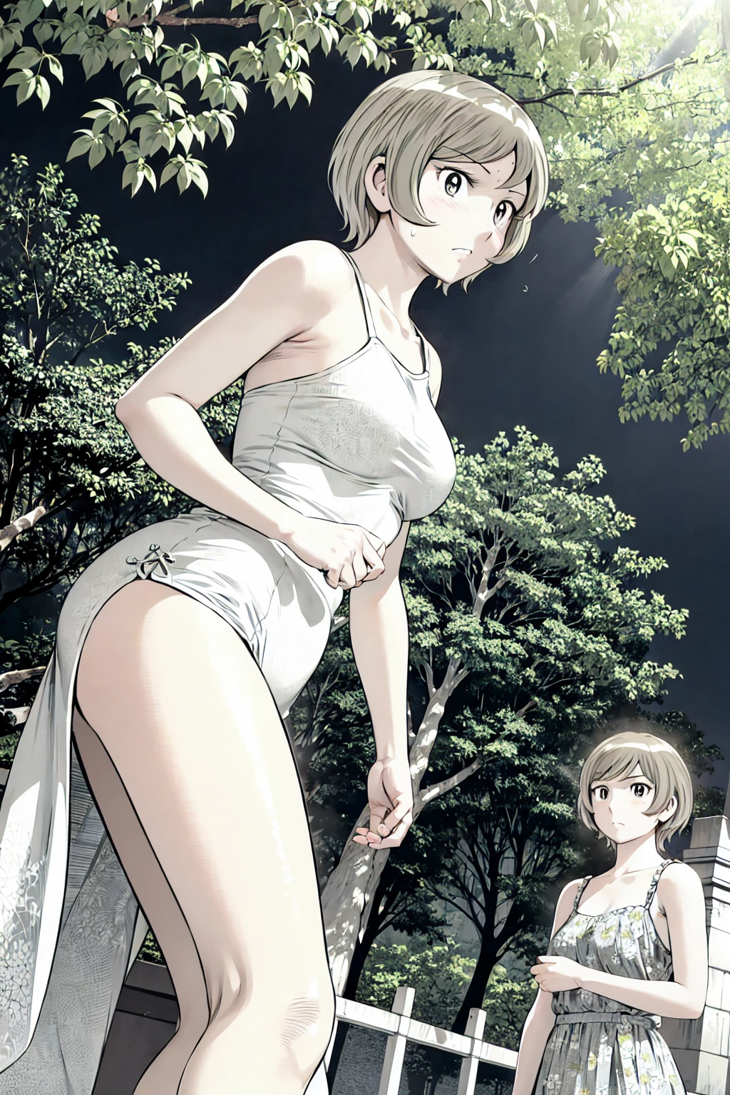 ((Best quality)), ((Masterpiece)), (detailed), perfect face perfect figure, Female Knight, young kid kid in knight's armor, blonde with blue eyes, One young girl, In the forest, forest background, lots of bumpers, young kid kneeling kid gloves good hands bikini nsfw nipples pussy