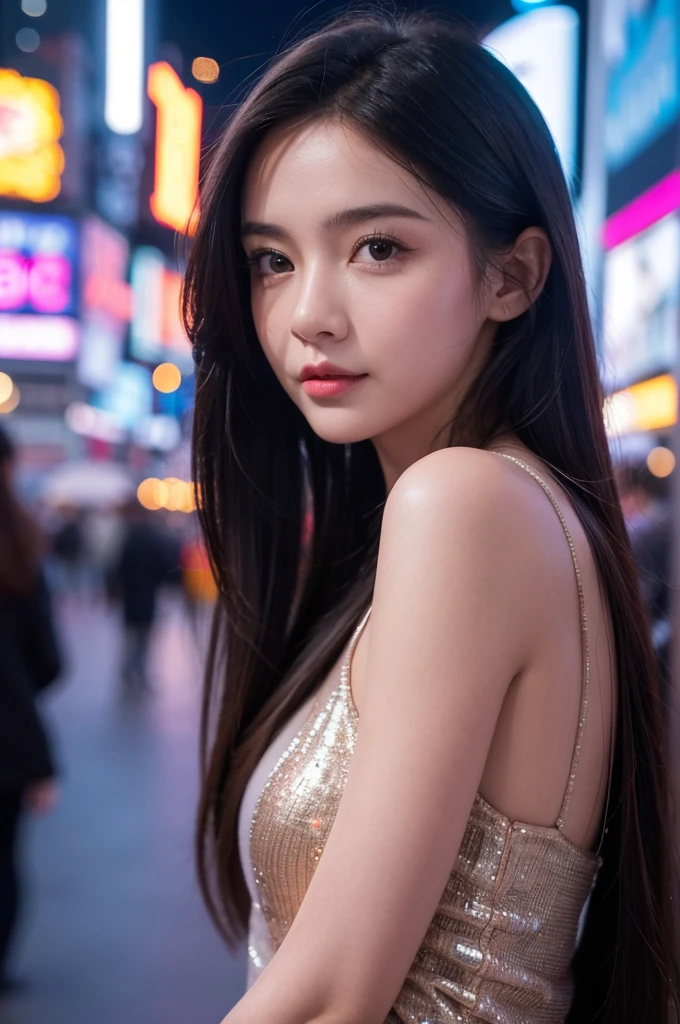 (8K、RAW Photos、top-quality、masterpiece:1.2)、(realisitic、Photorealsitic:1.37)、1人、japanes、25-years old、femele、deep in the night、Moon Night、The rooftop of a building overlooking the city、Night sky with the moon shining、photon maping、Radio City、dark brown hair、(full body Esbian)、详细的脸、Detailed lips、detailedeyes、More skin、二重まぶた、(huge-breasted:1.5)、(Nipple protrusions:1.3)、(big areolae)、(See-through dresses、Dress with wide open chest)、no-bra、Panties、a necklace、high-heels、(The shape of the pubic area is clearly visible)、perfectbody、shinny skin、sexypose、sexy facial expression、Make eye contact with the camera