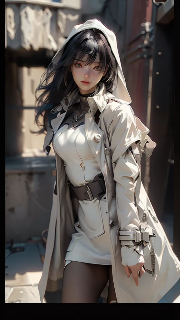 The woman at the head of the city stands proudly with a sword,The army came to the city