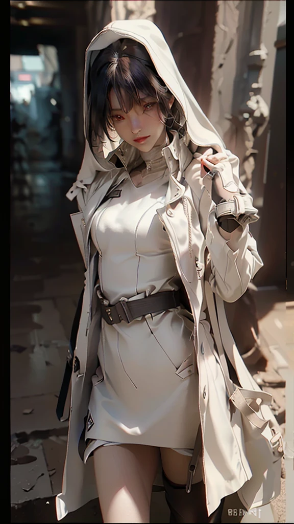 ((Best quality)), ((masterpiece)), (detailed:1.4), 3D, an image of a beautiful cyberpunk female,HDR (High Dynamic Range),Ray Tracing,NVIDIA RTX,Super-Resolution,Unreal 5,Subsurface scattering,PBR Texturing,Post-processing,Anisotropic Filtering,Depth-of-field,Maximum clarity and sharpness,Multi-layered textures,Albedo and Specular maps,Surface shading,Accurate simulation of light-material interaction,Perfect proportions,Octane Render,Two-tone lighting,Wide aperture,Low ISO,White balance,Rule of thirds,8K RAW, (black trench coat: 1.4)