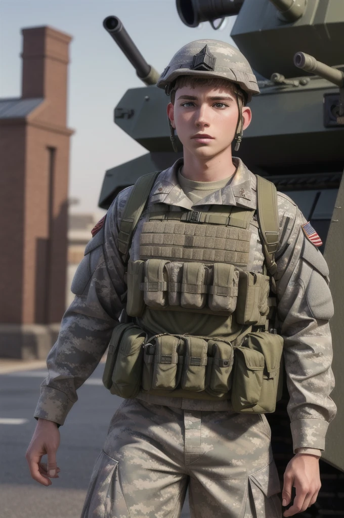 ((masterpiece)), ((best quality:1.2)), High Resolution, 8k, (ultra_realistic:1.3), (photorealistic:1.4), sharp focus, yaoi, 1boy, (perfect face), american soldier, caucasian, white man, handsome sexysoldier,,with military equipment,,name donny r