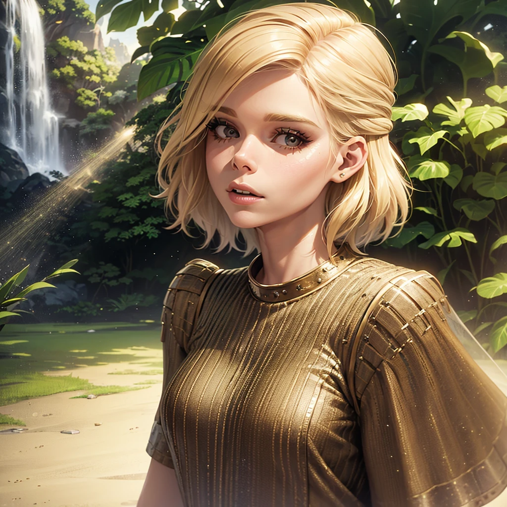 a young woman (Kate Mara) with beautiful detailed eyes, beautiful detailed lips, extremely detailed eyes and face, long eyelashes, blonde high lights, jedi knight, waterfall, lush alien jungle, photorealistic, 8k, high resolution, best quality, detailed lighting, detailed textures, vibrant colors, cinematic composition
