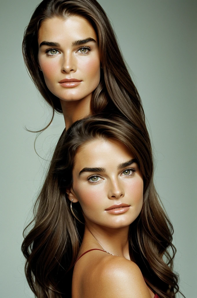 Draw Brooke Shields as a ager but her facial bone structure should be oval and smooth