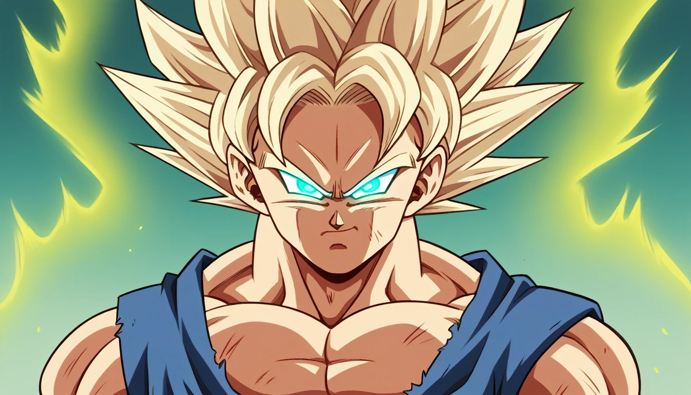 a powerful and muscular goku in his ultimate ultra instinct transformation, detailed facial features, intense glowing eyes, ultra detailed, cinematic lighting, dramatic poses, epic sci-fi landscape, glowing energy aura, ultra detailed skin textures, 8k, best quality, photorealistic, hyper detailed