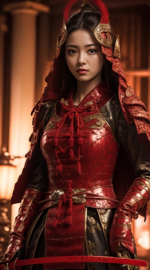 ((masutepiece))), ((Best Quality)), ((ultra-detailliert)), (Surreal), (High Definition CG Illustration), Cinematic Light, Realistic, Very beautiful young lady, Sexy, Big breasts, Light makeup,, Intricate details EABA, red cloak, spear