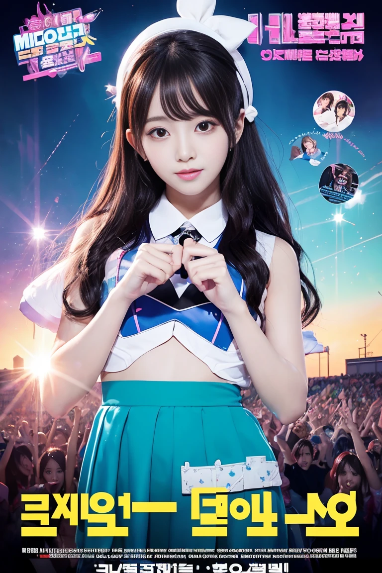 Concert poster, K-pop girl group, korean girl, perfect hands, concert name "dokidoki Splash!", Concert date is March 29th, Magic style, poster title "[AI's]New Generation Idol Group".