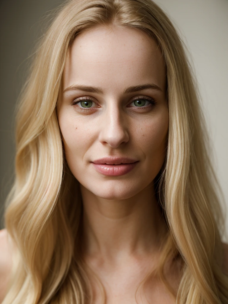 solo, photorealistic, wide shot, best quality, hyper detailed, 25 years old Circasssian woman, (((mature-looking face))), high detailed skin texture and pores, high detailed deep wrinkles, (((wavy long blonde hair))), (((Circassian face))), sexy body