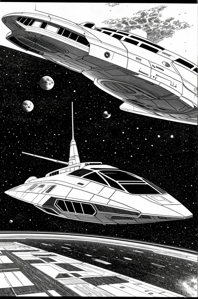There is a space war with several spaceships destroyed, guerra espacial, daves diferentes, Debris in the air, esplosões, guerra, dynamic lighting, melhor qualidade, detalhado, manga-style, Comic book styles.