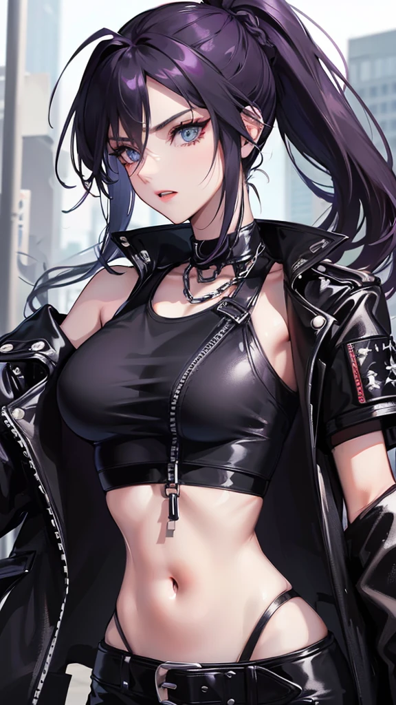 Top Quality, 8K, 4K, High Definition, Detail, (better-quality, 8K, 12), top-quality, 1 girl、only showing her face, she has Black hair, wearing a pin on her right side of her hair, she has her hands together, she looking at you, she is smiling at you, medium breast, her jacket color black with a black, snow jacket, brown eyes, showing her face and chest, short hair long as her neck, (only showing half of her body) her jacket is loose. she is wearing earing only right ear shaped has a heart, she has her hand up making a pose, get closer to see up close of her face, she making a pose, she making pose her finger, she is wearing glasses, Japanese face, (long hair) Huge
