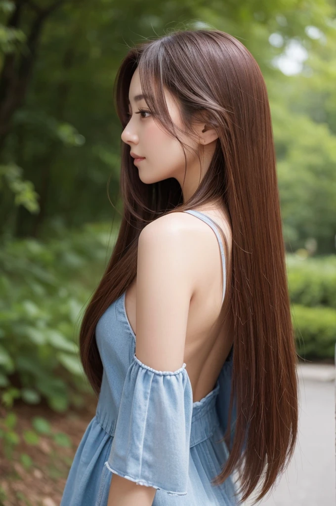 A woman with beautiful hair、Only hair、Back view、photograph、high resolution、straight、natural