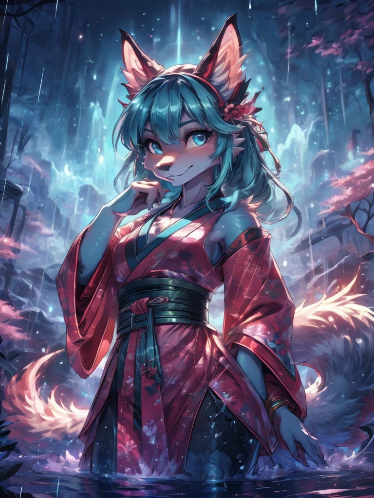 Hatsune miku alta definicion buena anatomia add_detail:1, orejas de kitsune, tatuaje tribal add_detail:1, cute girl add_detail:1, add_detail:1,traditional japasse clothes add_detail:1 japanese shrine landscape add_detail:1, fullbody  descalza add_detail, rostro altamente detallados, deep aqua iris add_detail:1 lighting eyes add_detail:3, garras de lobo, colmillos afilados add_detail:1, zorra salvaje add_detail:1, aura de luz resplandeciente add_detail:3,  sakuras landscape add_detail:1, in magic spring water pool add_detail:1, raining day add_detail, touching water with her hands, sexy kimono add_detail:1, santuario de oracion add_detail:1, chica debota rezando add_detail:1