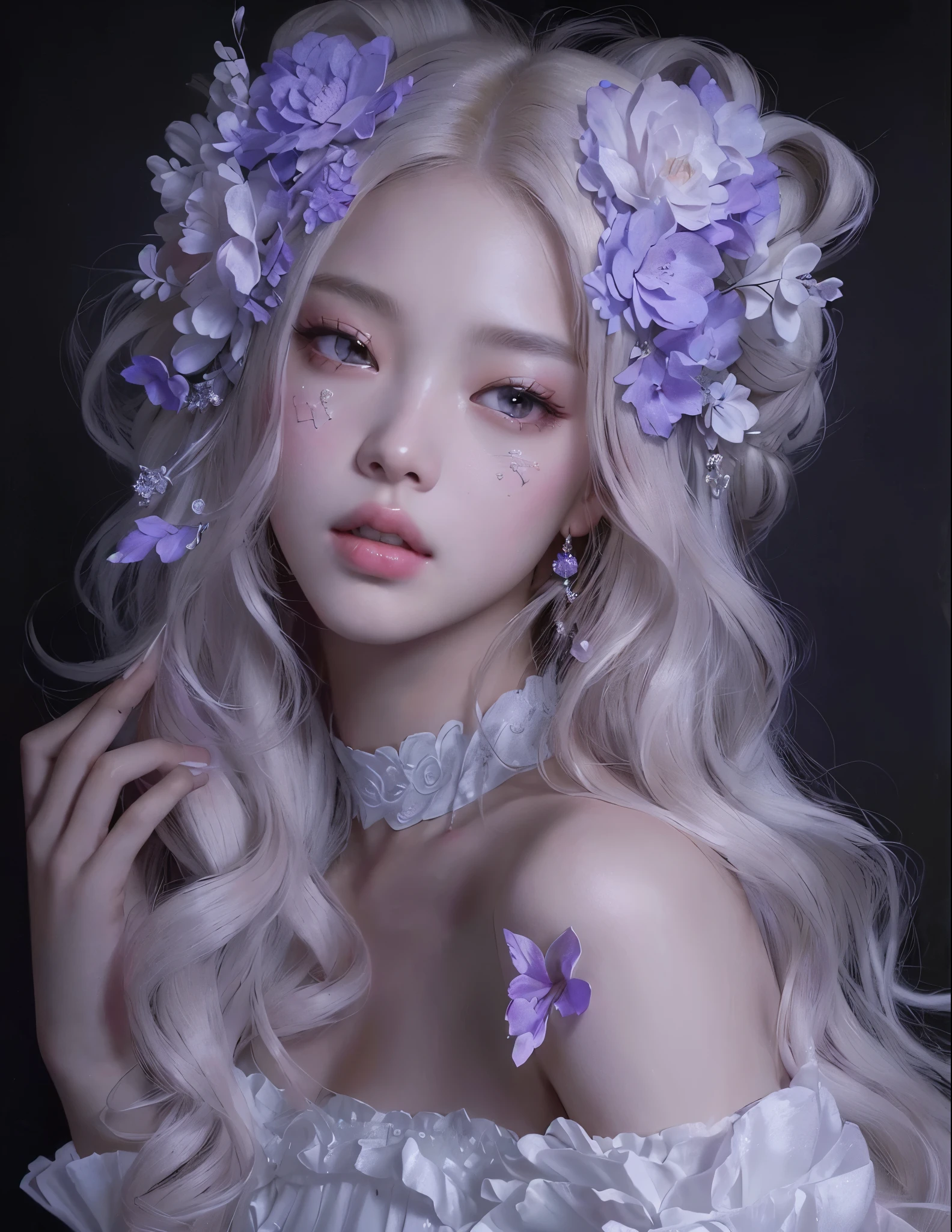 a closeup of a woman dressed in a tiable and a pink dress, prominent chest, large and low bust, blonde hair princess, ((a beautiful fantasy empress)), princess portrait, lovely languid princess, beautiful fantasy art portrait, in bowater artistic style, beautiful female princess, artwork in the style of guweiz, a beautiful fantasy empress, beautiful fantasy portrait, beautiful fantasy maiden, rostro de Jennie BlackPink, jennie blackpink, cara de jennie de blackpink