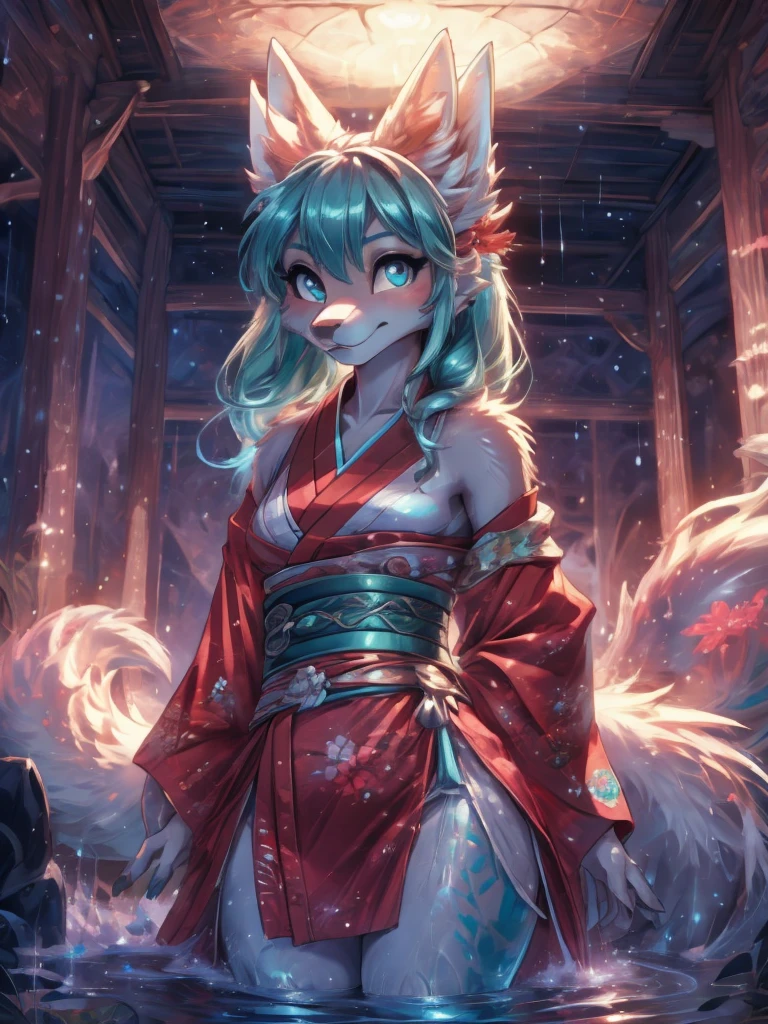 Hatsune miku alta definicion buena anatomia add_detail:1, orejas de kitsune, tatuaje tribal add_detail:1, cute girl add_detail:1, add_detail:1,traditional japasse clothes add_detail:1 japanese shrine landscape add_detail:1, fullbody descalza add_detail, rostro altamente detallados, deep aqua iris add_detail:1 lighting eyes add_detail:3, garras de lobo, colmillos afilados add_detail:1, zorra salvaje add_detail:1, aura de luz resplandeciente add_detail:3, sakuras landscape add_detail:1, in magic spring water pool add_detail:1, raining day add_detail, touching water with her hands, sexy kimono add_detail:1, santuario de oracion add_detail:1, manos juntas haciendo plegaria y reverencia