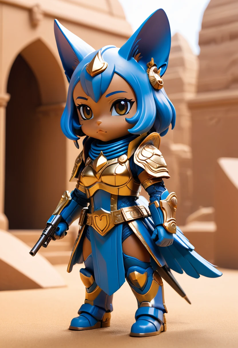 Esbian all over、Cool Sphinx、Pop Sphinx、Diorama、Simple Background、armor、holding a revolver in hand、Best Quality, Capture the cutest moments, Depth of written boundary, Super detailed, Ultra-high resolution, Octadale, 8k, 16km race