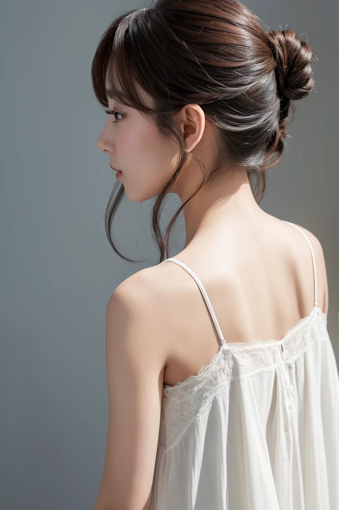 A woman with beautiful hair、Only hair、Back view、photograph、high resolution、straight、natural、White background、Smooth、Fluttering