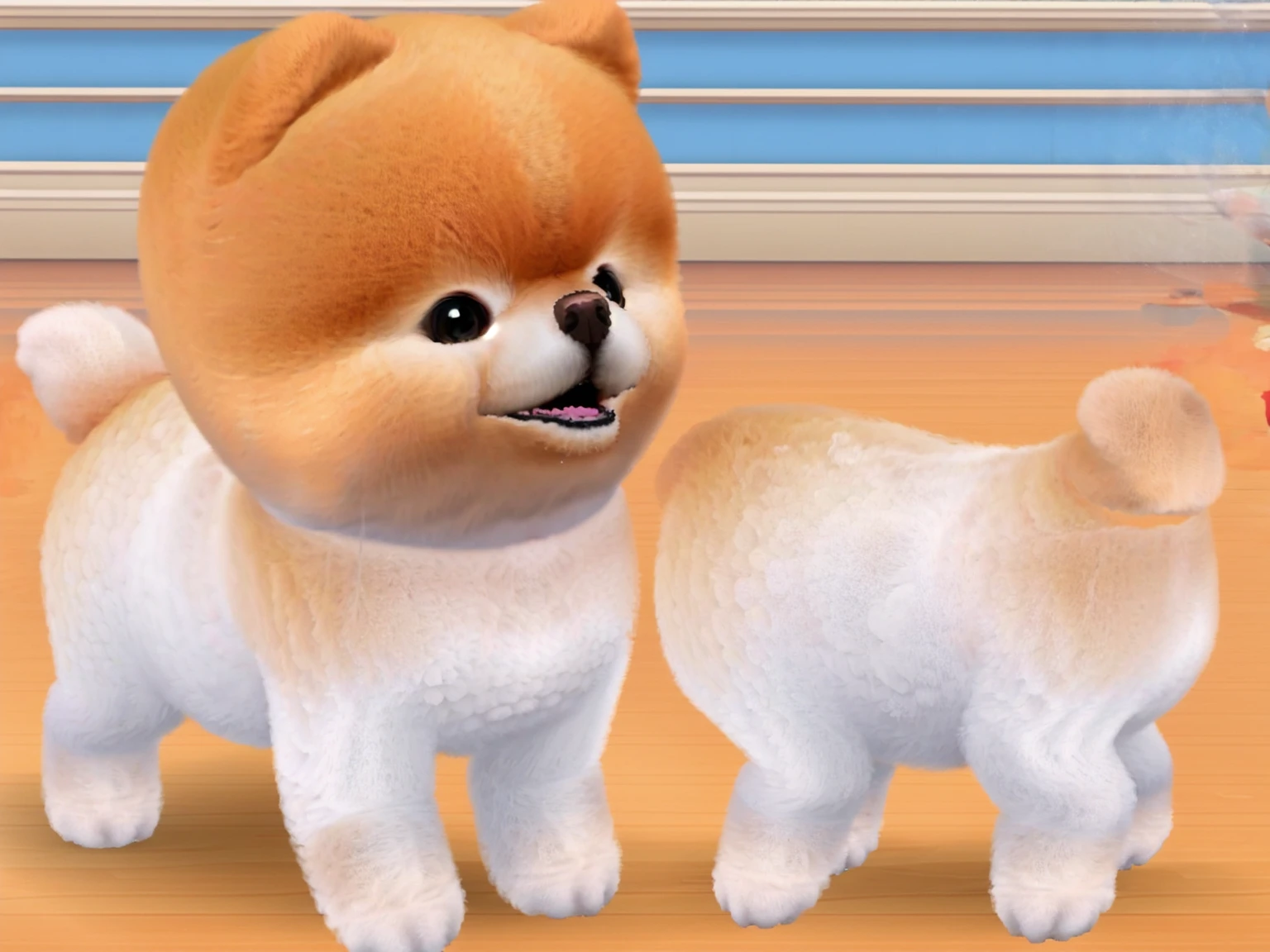 A fluffy little Pomeranian,Fine fluff,Extremely fine hair,best quality,masterpiece,(Soft colors:1.2)