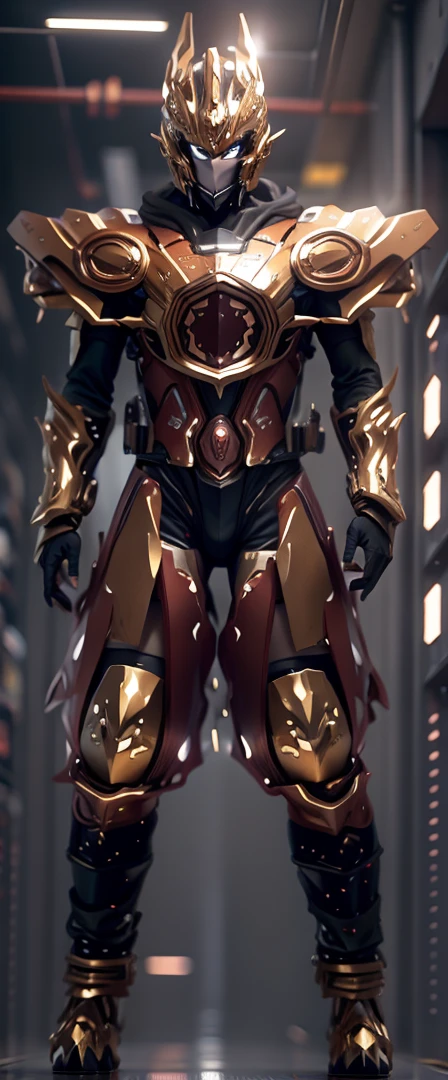 Crystal-like sparkle,The color changes to deep red and gold,Some red and gold(Ensure its layering and armor texture,Deep red as the main color,Add some gold for decoration,Adding some crystal texture)