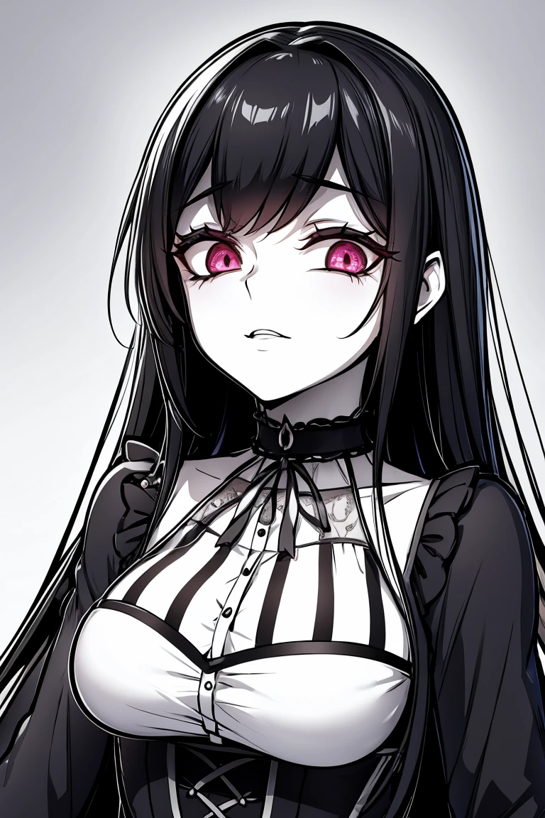 close-up of a woman with a knife and dress, in pixies, best rating on pixiv, pixive style, winner of the pixiv competition, Portrait of a Gothic Catgirl, Пиксив 3dcg, gothic maiden anime girl, anime monster girl, 1 7 year old anime goth girl, gasped, anime moe artstyle, seductive anime girl