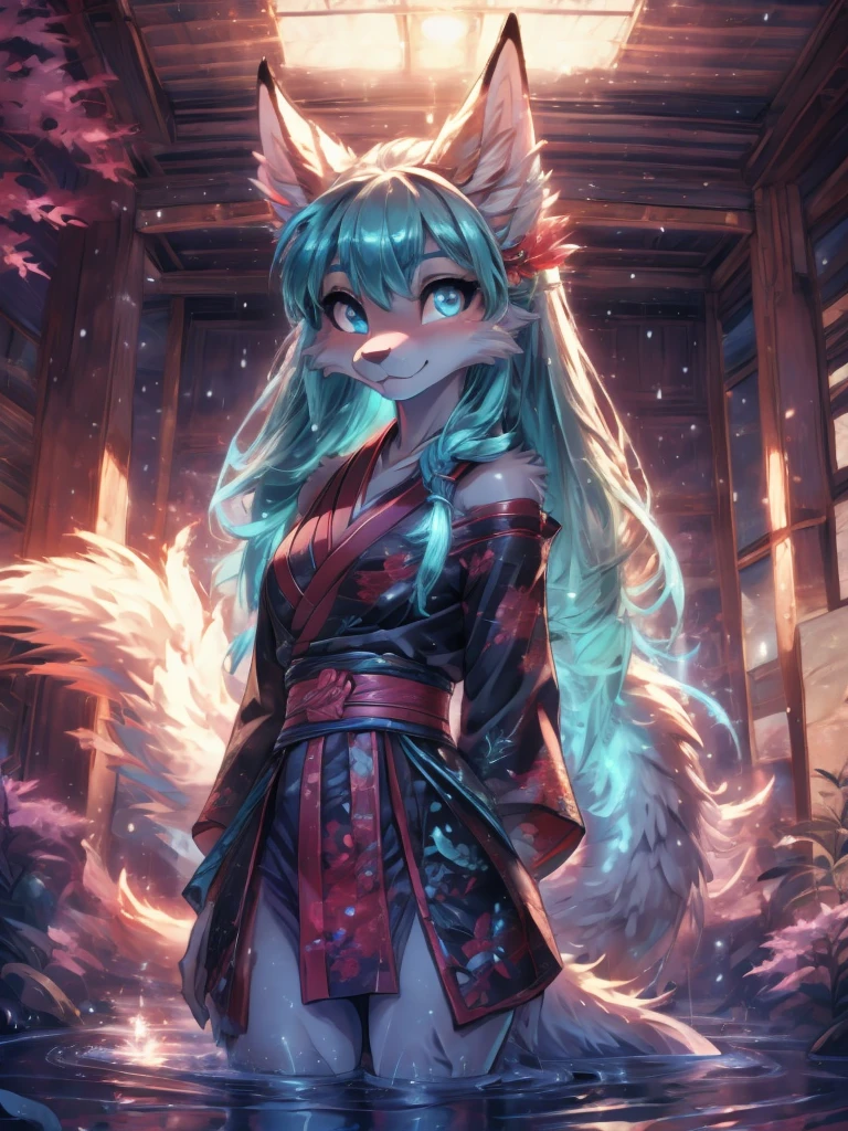 Hatsune miku alta definicion buena anatomia add_detail:1, orejas de kitsune, tatuaje tribal add_detail:1, cute girl add_detail:1, add_detail:1,traditional japasse clothes add_detail:1 japanese shrine landscape add_detail:1, fullbody  descalza add_detail, rostro altamente detallados, deep aqua iris add_detail:1 lighting eyes add_detail:3, garras de lobo, colmillos afilados add_detail:1, zorra salvaje add_detail:1, aura de luz resplandeciente add_detail:3,  sakuras landscape add_detail:1 raining day add_detail, touching water with her hands, sexy kimono add_detail:1, santuario de oracion add_detail:1, manos juntas haciendo plegaria y reverencia 