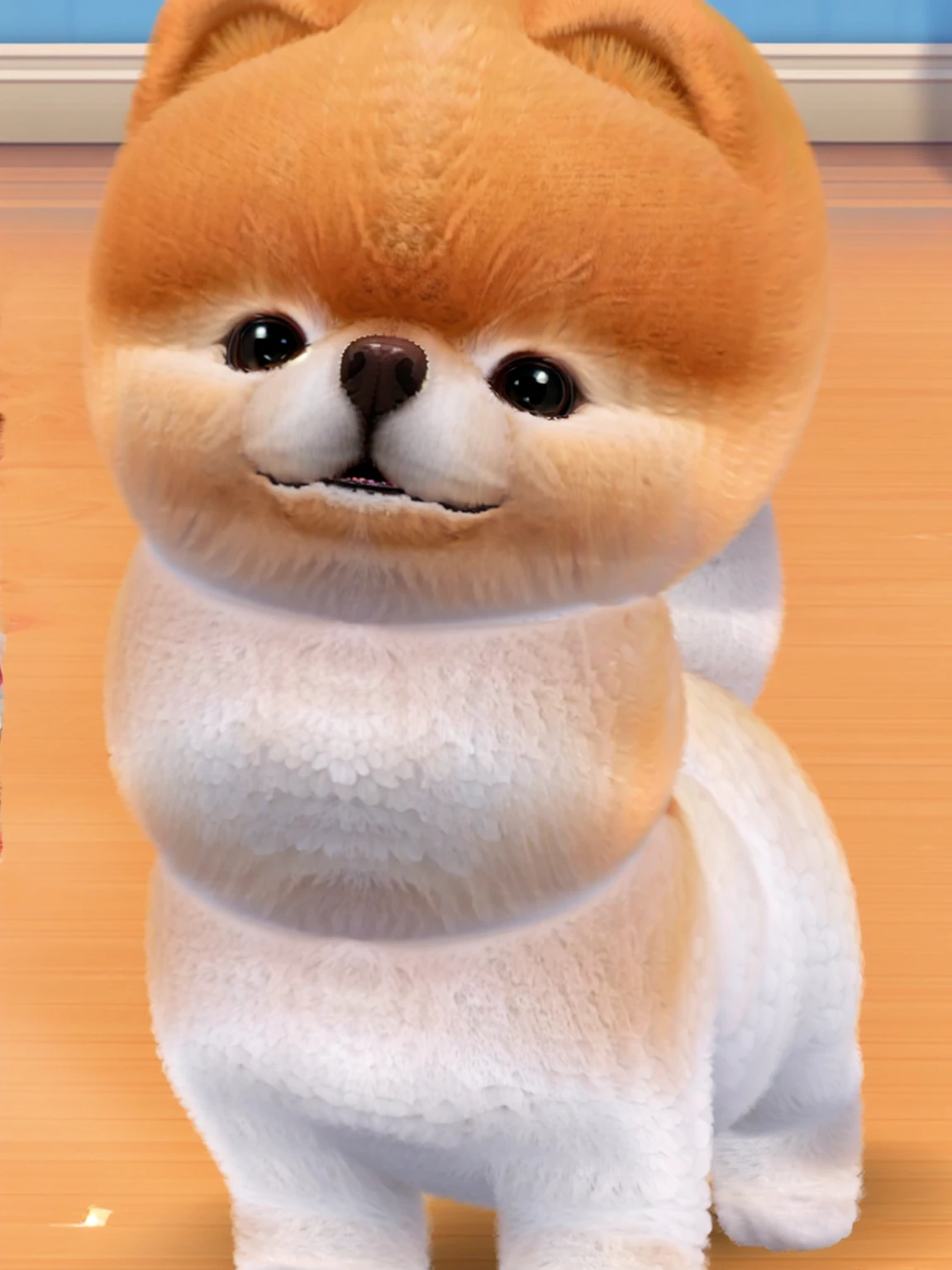 A fluffy little Pomeranian,Fine fluff,Extremely fine hair,best quality,masterpiece,(Soft colors:1.2)