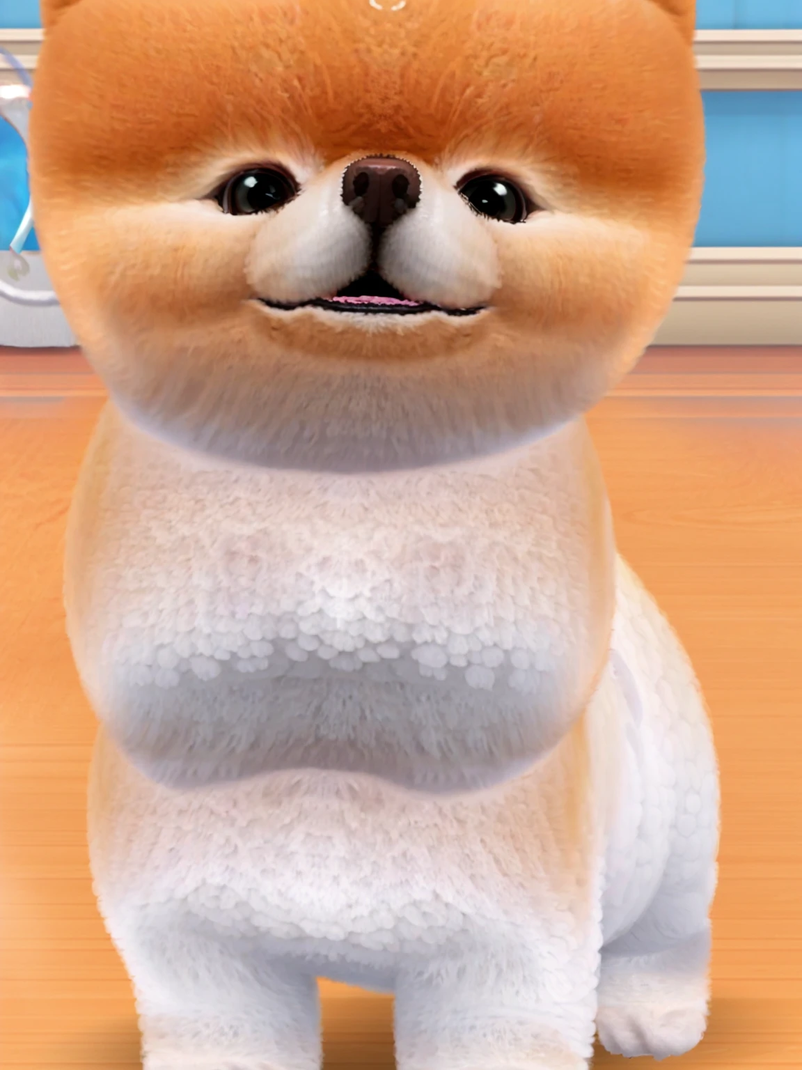 A fluffy little Pomeranian,Fine fluff,Extremely fine hair,best quality,masterpiece,(Soft colors:1.2)