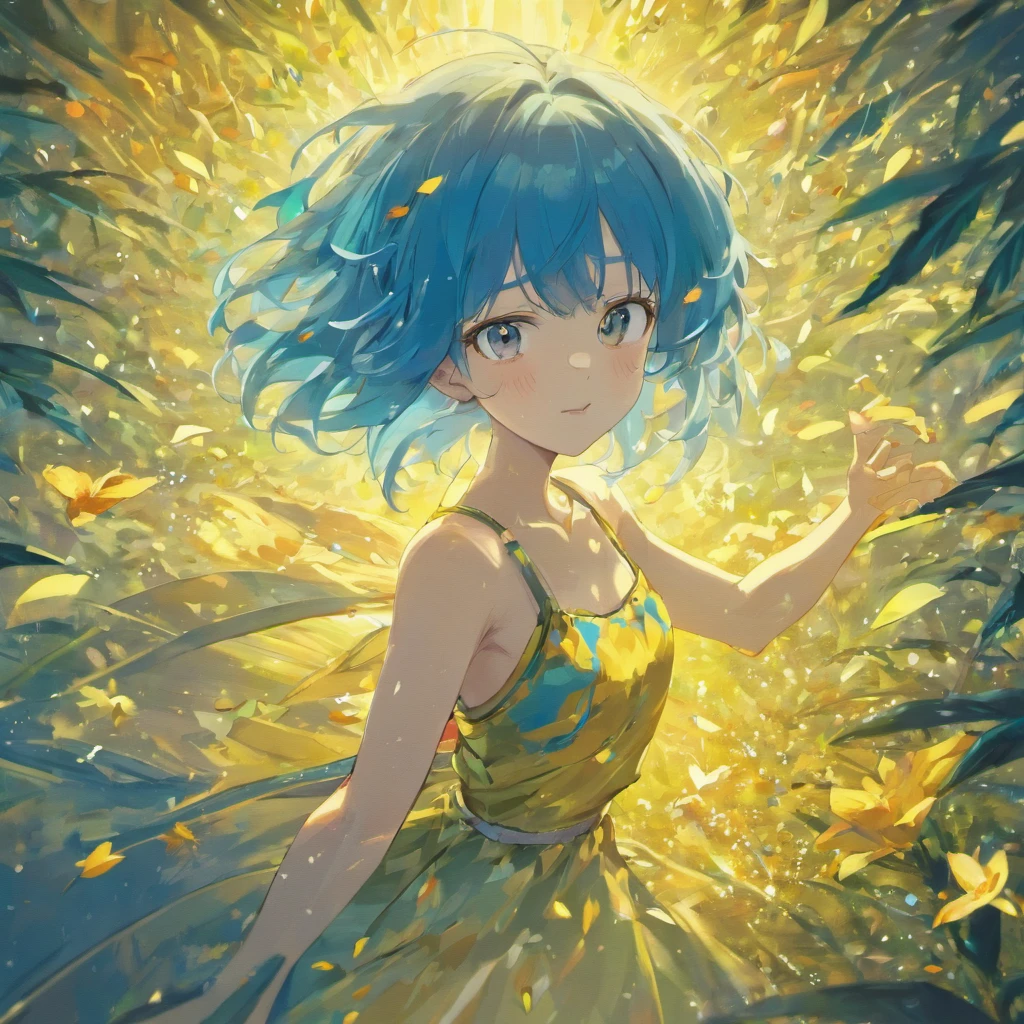 Masterpiece, best quality, (very detailed CG unity 8k wallpaper) (best quality), (best illustration), (best shadows) Nature', blue sea,delicate leaves petals of various colors falling in the air light Tracking, super detailed --v6 nature further