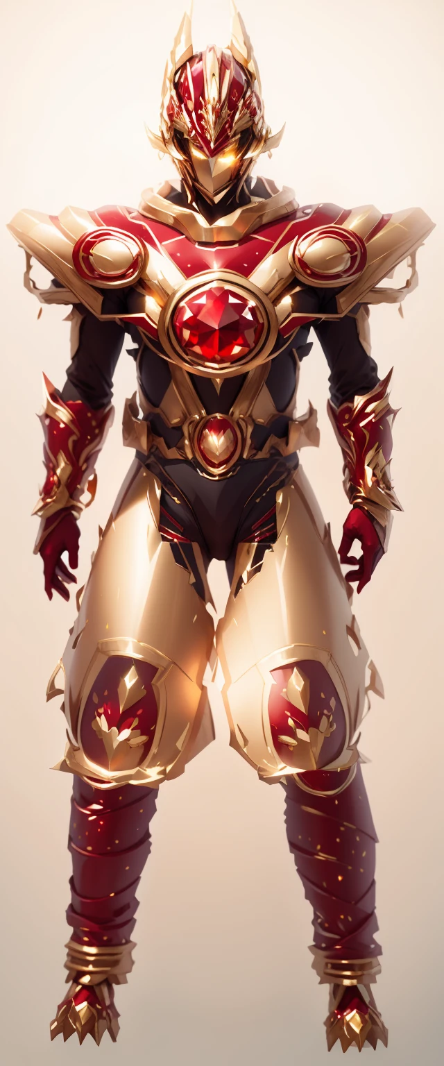 Crystal-like sparkle,The color changes to red and gold,Some red and gold(Ensure its layering and armor texture,Red as the main color,Add some gold for decoration)