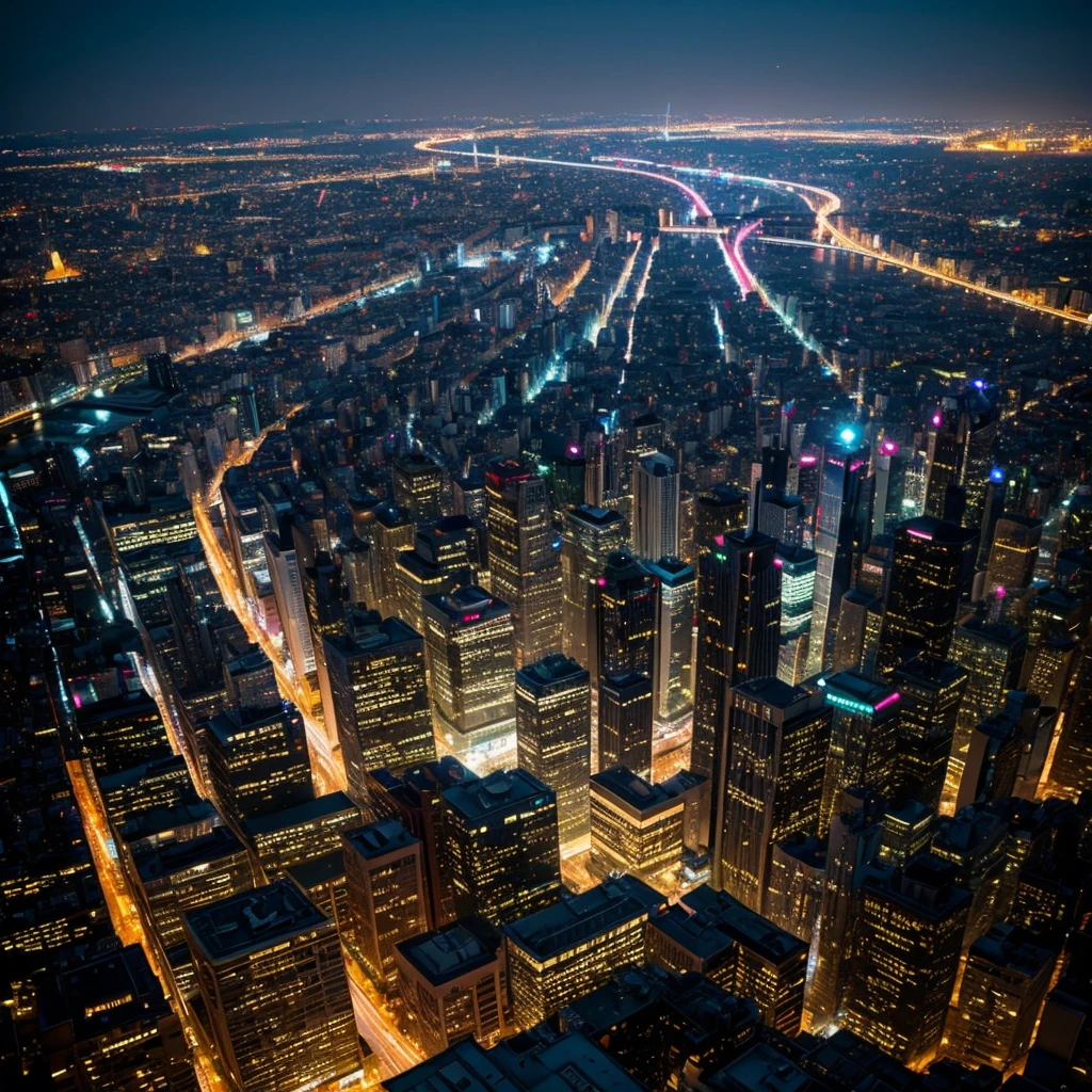 Night view,Metropolis,View from the top of the mountain