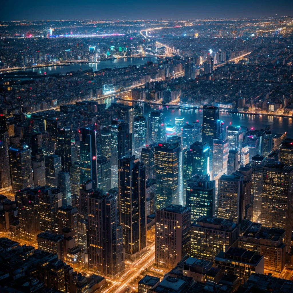 Night view,Metropolis,View from the top of the mountain