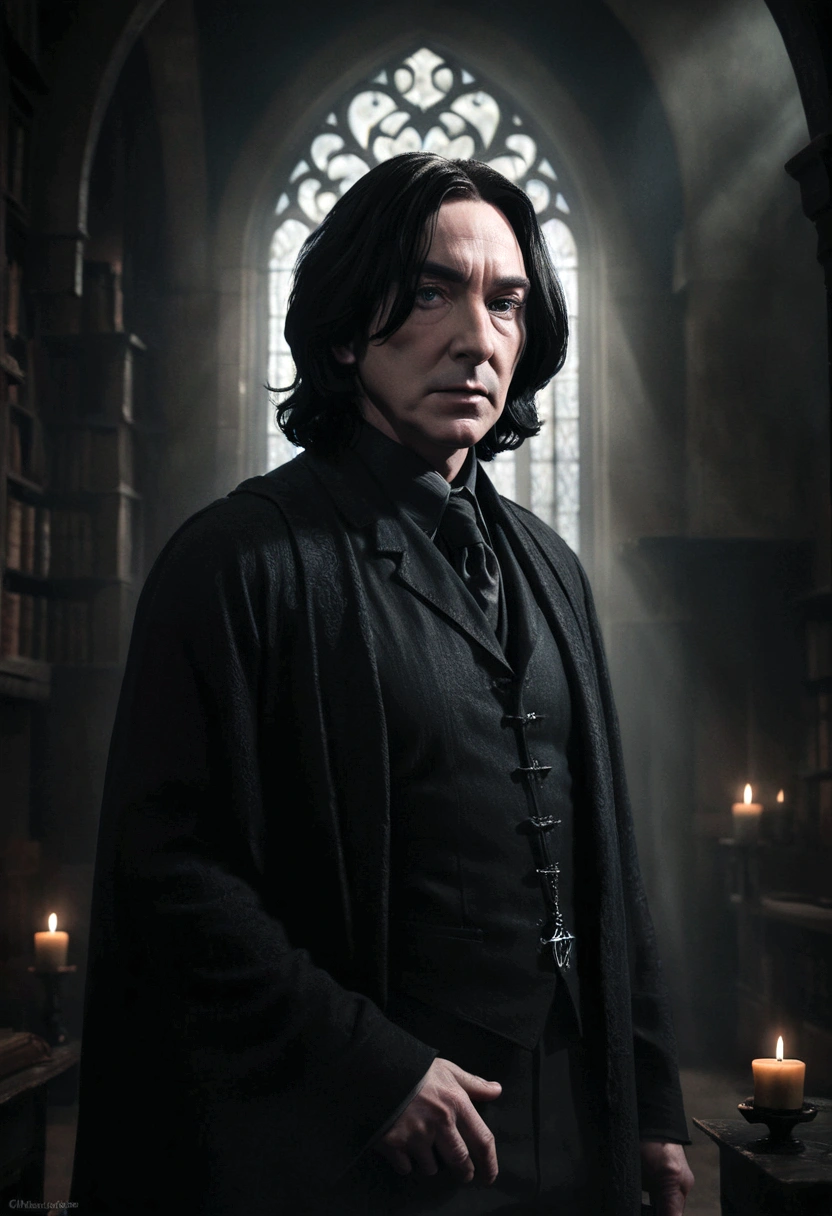 a young severus snape,third eye opening,supernatural,mystical,dark academia,moody lighting,dramatic shadows,intricate details,exquisite rendering,cinematic composition,atmospheric,chiaroscuro,dramatic lighting,rich color palette,gothic,dramatic,mysterious