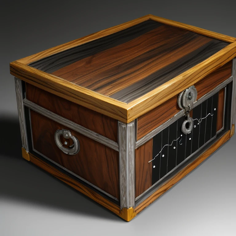 an exquisitely crafted box made from smooth, polished ebony wood, inlaid with shimmering silver filigree that depicts constellations, swirling galaxies, and celestial phenomena.