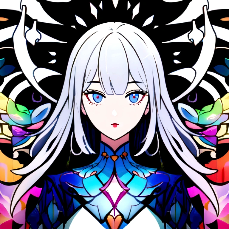 (Artwork, best quality:1.3), 1 girl, cell shading, bold outlines, Flat colors, sharp shadows, graphic style, (manga influence), clean lines, (stunning visuals), multicolored background