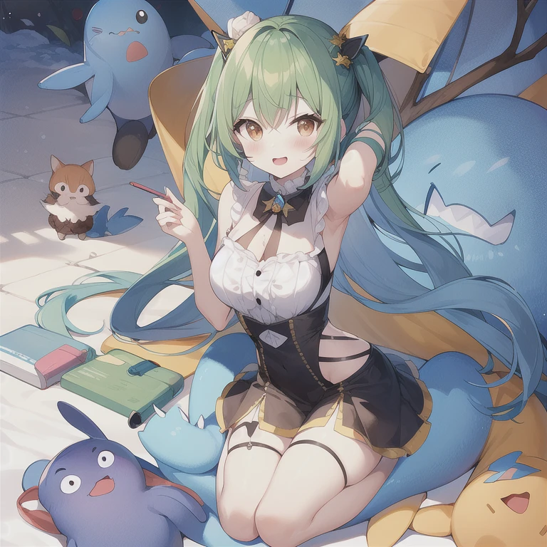 Crayon themed characters、monster、Angled、cute