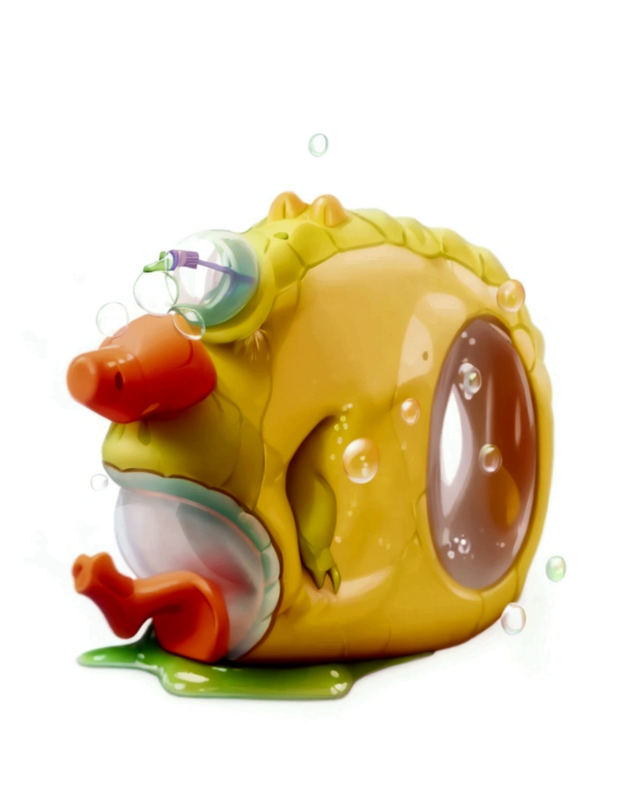 (((Green dinosaur holding a bubble gun))), Cute toys, Duck funny, Toy Design, plastic toys, Lively, kids toys,Background solid color,high quality,Clarity,