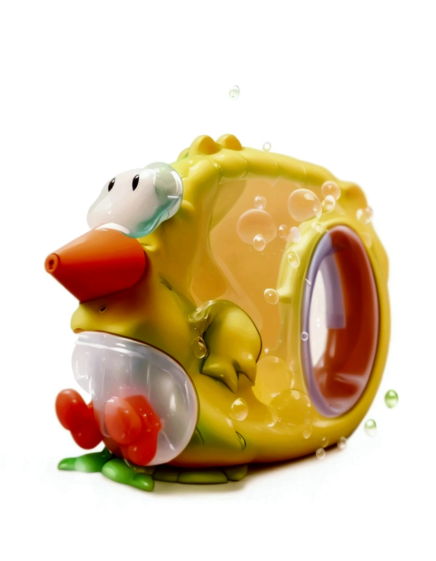 (((Green dinosaur holding a bubble gun))), Cute toys, Duck funny, Toy Design, plastic toys, Lively, s toys,Background solid color,high quality,Clarity,