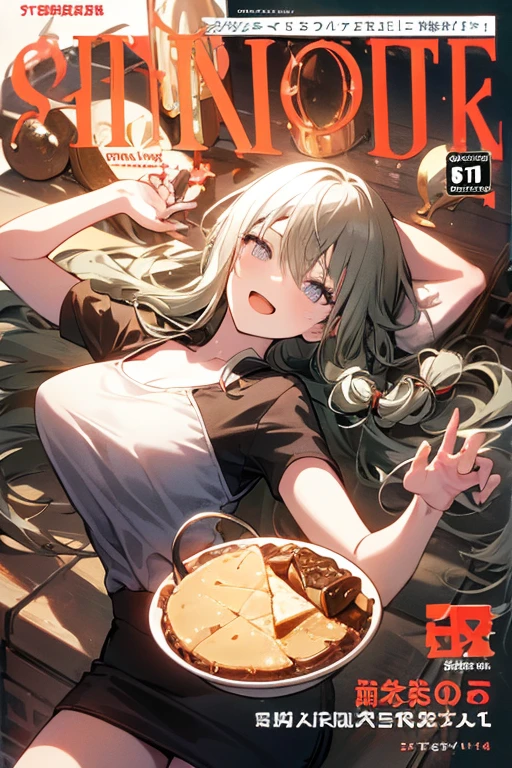 (small breasts:1.2), (perky chest:1.2), (pointed chest:1.2), (Pudding cake magazine cover:1.3),(from above:1.0),(shoot from the side:1.1),masterpiece, 1girl, Amazing Cleavage:1.1, thin waist, optimum,tmasterpiece,hight resolution,best qualtiy,hyper HD,super detailing,awardwinning,a 18yo cute girl,(The upper part of the body),anatomy correct,Beautiful Black miniskirt,garters,Gaze,Small face,bangss,holster,Beautuful Women,hands up,leg holster,Gaze,black boots,Cowboy Shot,cute face,a blond,Longhaire,Twin-tailed,Braids, Hairline,(scarlet eyes),long eyelasher,Hanging eye corners,White skin of the, ((see through camisole:1.1)), ((Sheer nipples:1.0)),Rocket Tits,(Slim body),smile,seductive weak smiling,(with sparkling eyes and a contagious smile),little open mouth, Looking at Viewer,