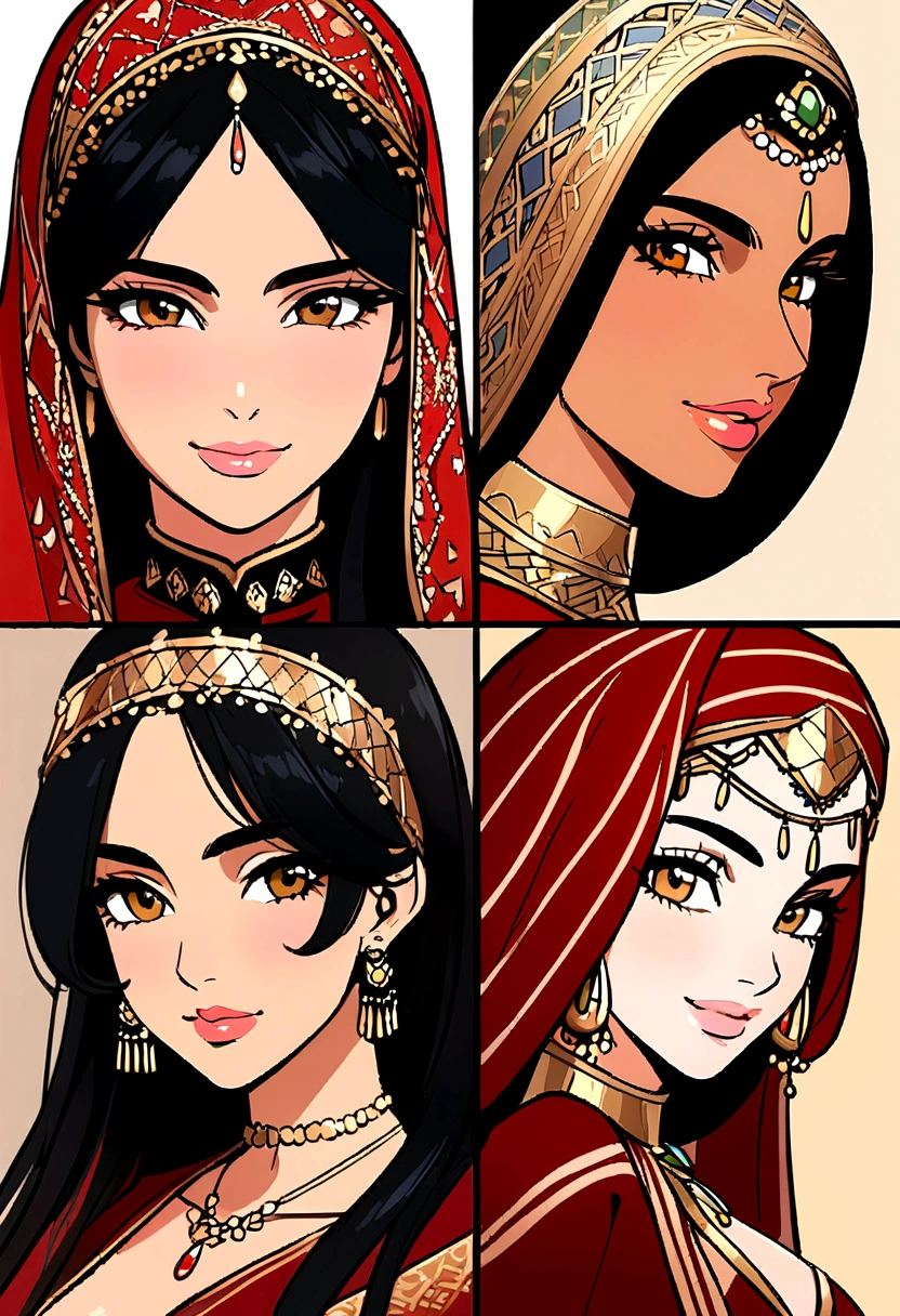 Arav woman wearing red and gold shawl and red dress, middle East skin, Beautiful arab woman, young middle East woman, Beautiful Iranian women, Arab beauty, middle East, Medium Portrait, Detailed face of an arab woman, 70mm Portrait, Portraits, close - up Portraits, close up Portraits, Photo of a beautiful woman, Face smile