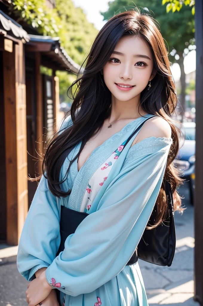 Image resolution 8K、masterpiece:1.3)、Beauty、1 female、(魅力的なbody:1.2)、abdomen:1.1、Dark Brown Hair:1.1、(body:1.2)、Ultra-detailed face、Attractive lips、double eyelid、Wear fashionable, stylish clothes、Super realistic and detailed and super cute、Japanese women、10th generation(18-year-old)、Smiling with a nice smile、Hair fluttering in the wind、color々Hair style、Portrait in studio、color々Facial expressions